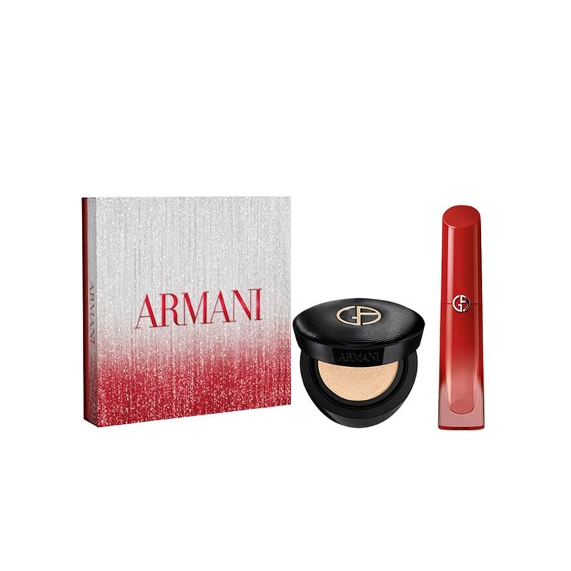 Набор макияжа Armani Cushion Lip Glaze 2025 Рождественский лимитированный подарочный набор Легко наносится Цвет 4 мл + 14 г