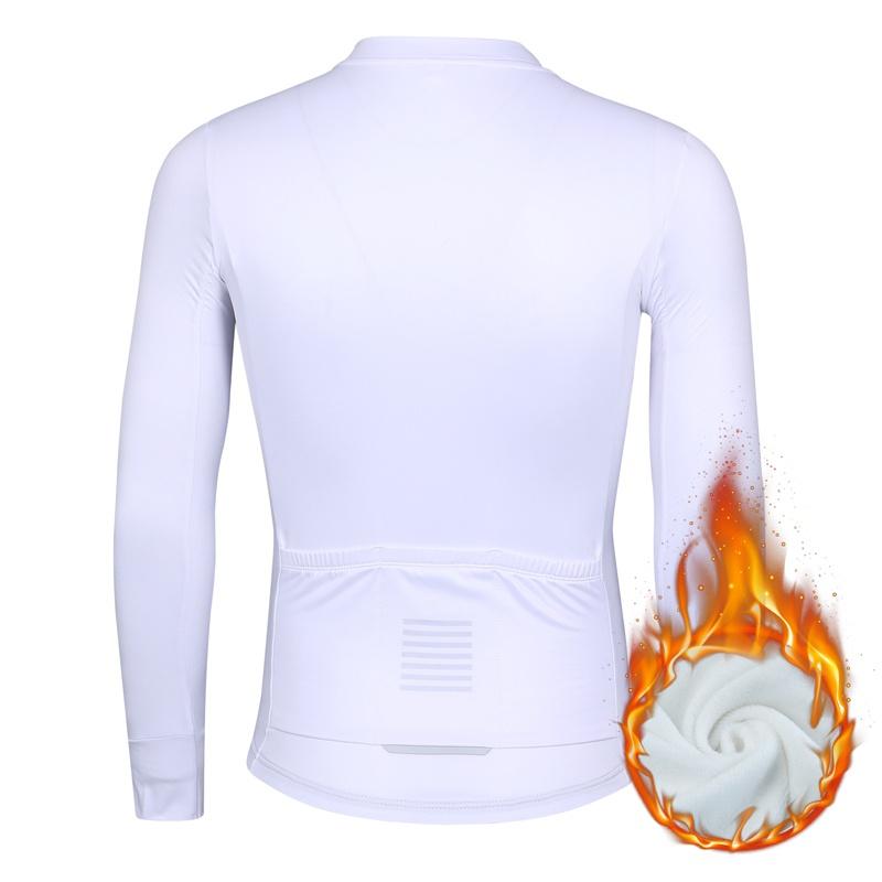 Зимний флисовый велосипедный трикотаж, однотонная мужская одежда для велоспорта, теплая велосипедная рубашка с длинным рукавом