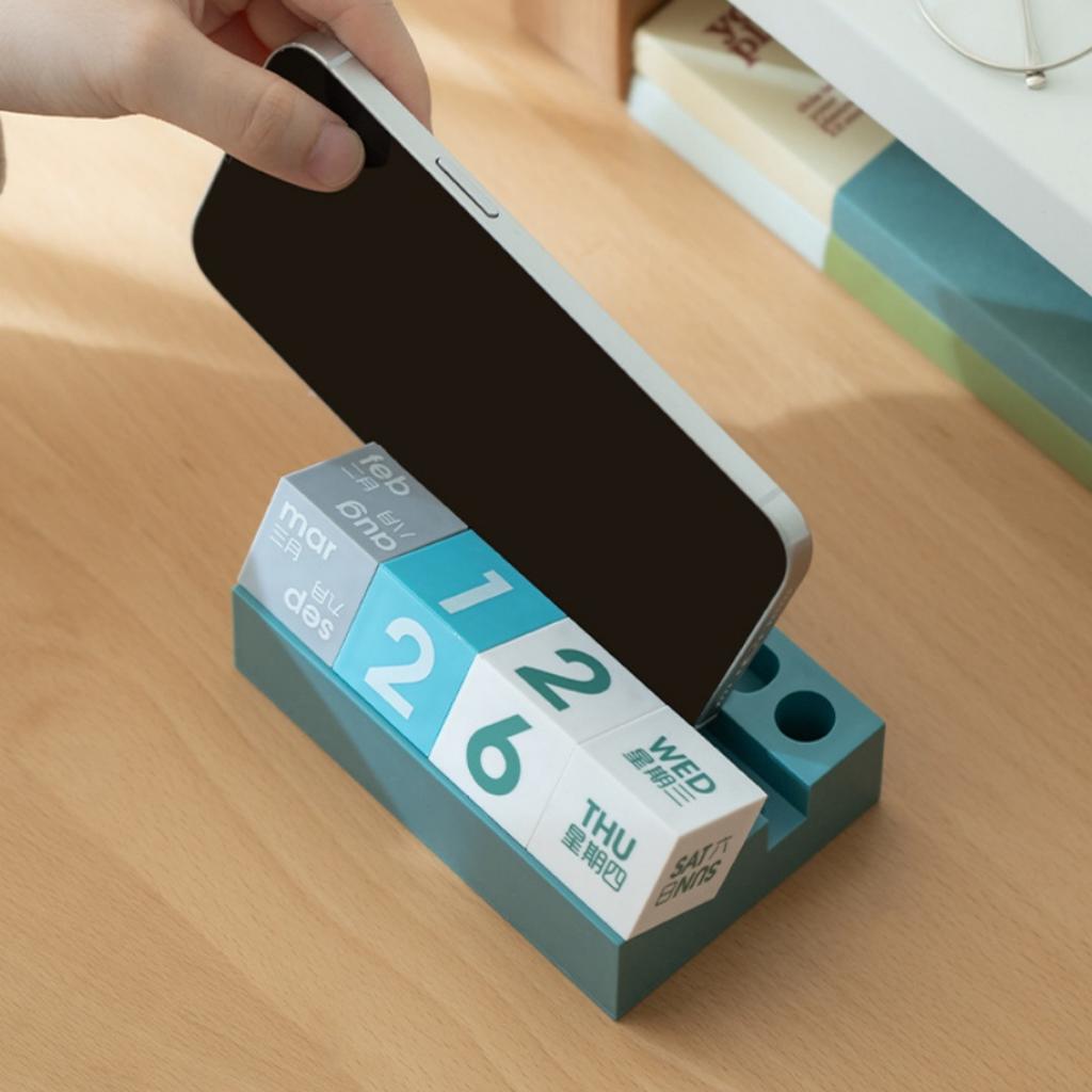 Настольное украшение Вечный календарь Дата Неделя Месяц DIY Квадратный Блок Офисный Стол Декор Держатель для Ручки Телефона Визиток