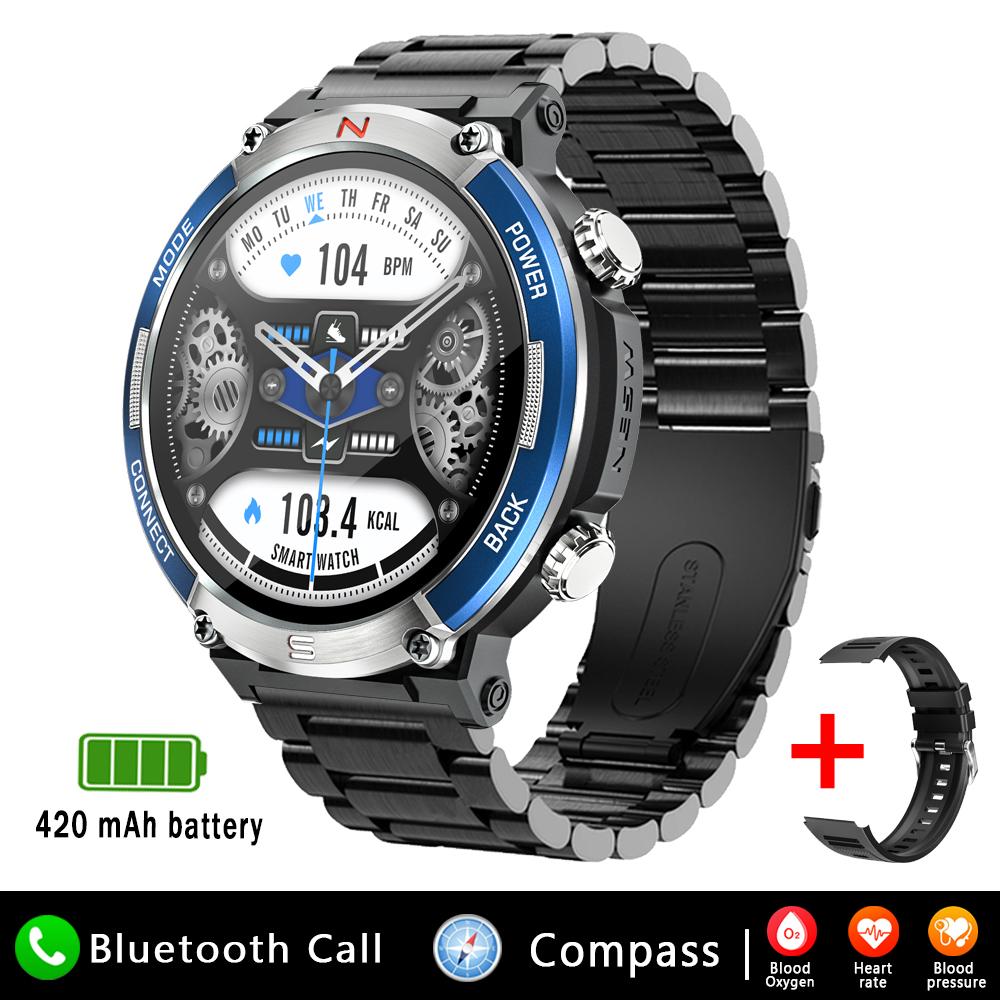 1,52-дюймовый Bluetooth-звонок Смарт-часы для мужчин Фитнес-трекер 420 мАч Аккумулятор IP68 Водонепроницаемый Спорт на открытом воздухе Смарт-часы для Android Ios