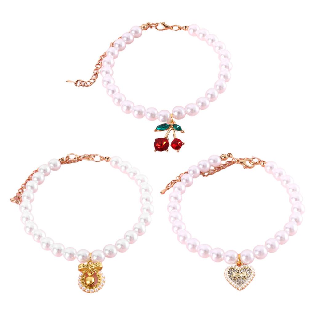 Привлекательный изысканный кулон с вишней для кошек и собак, ошейник с искусственным жемчугом, товары для домашних животных