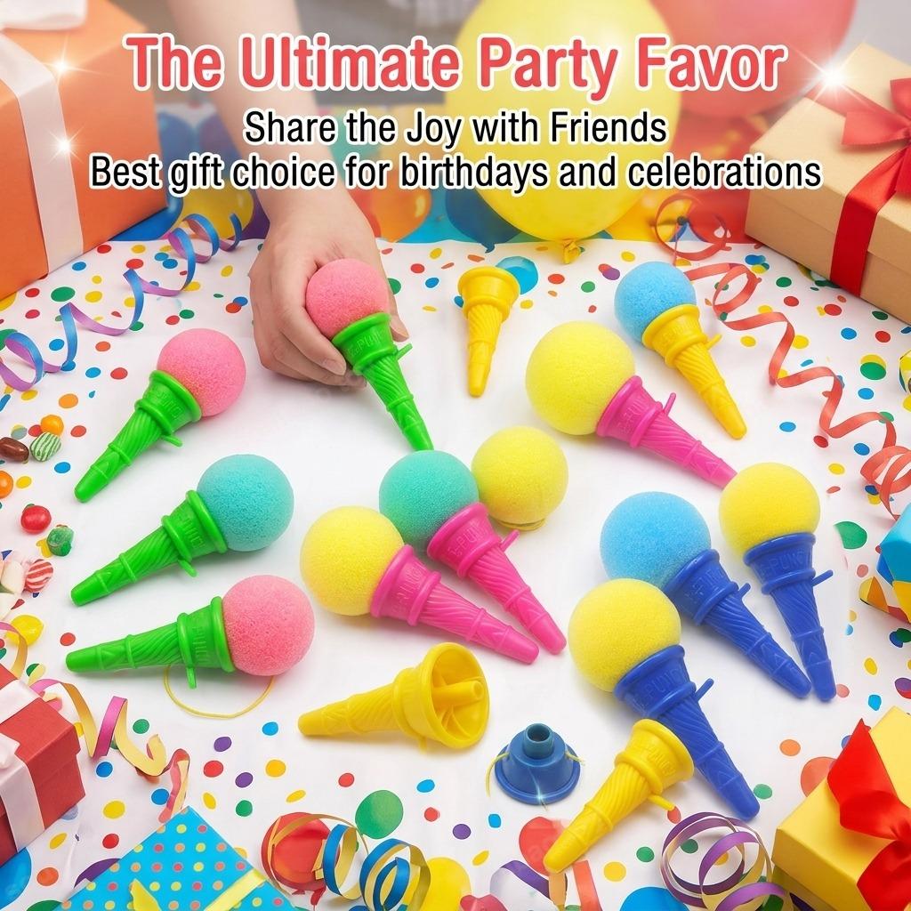 10Pcs Novelty Mini Ice Cream Shape Launcher Sponge Ball Prank Toy Funny Gag Trick For Adult Party Gift & Prank Supplies