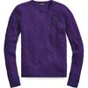 Polo Solid Color Logo Embroidered Cable Knit Sweater Women Sweater Purple 211525764063