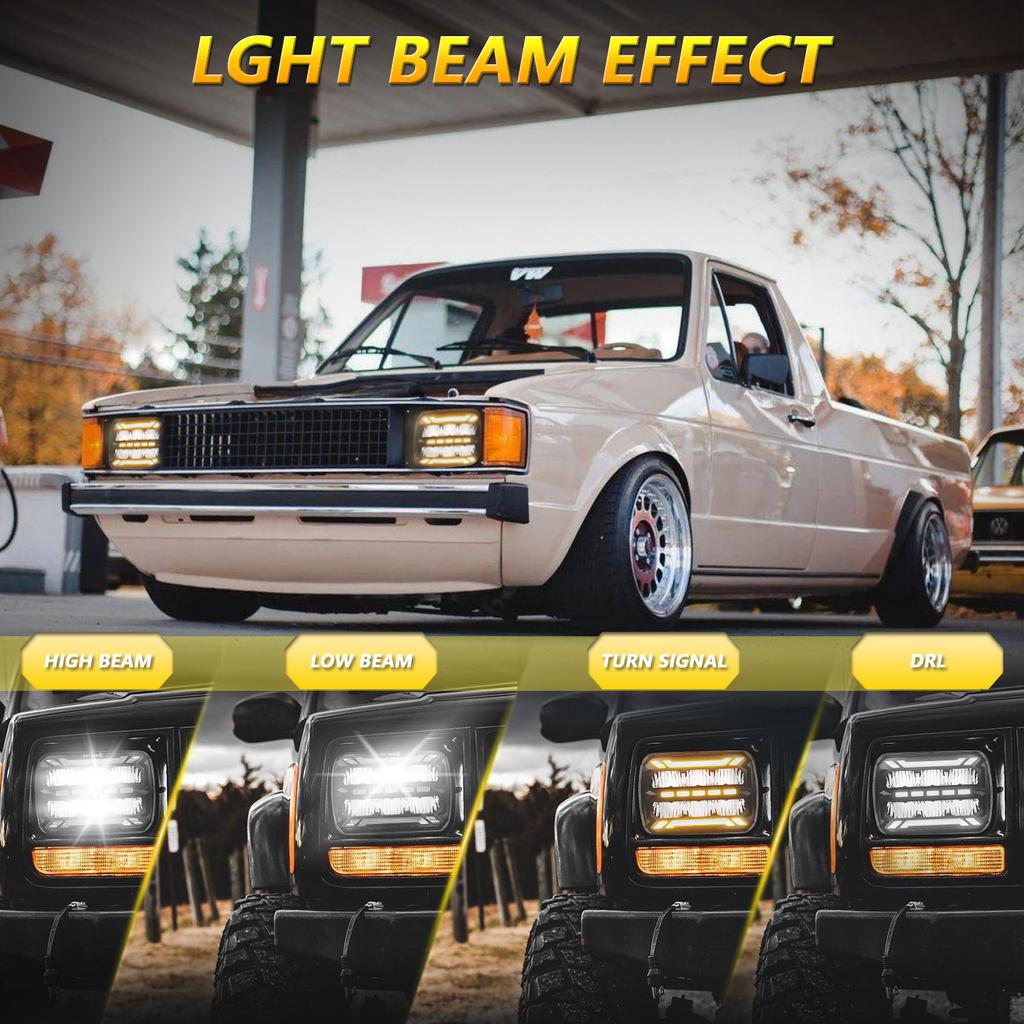 Квадратная светодиодная фара 5 x 7 дюймов, высокая яркость, водонепроницаемость IP67, дальний/ближний свет, передняя фара для грузовика