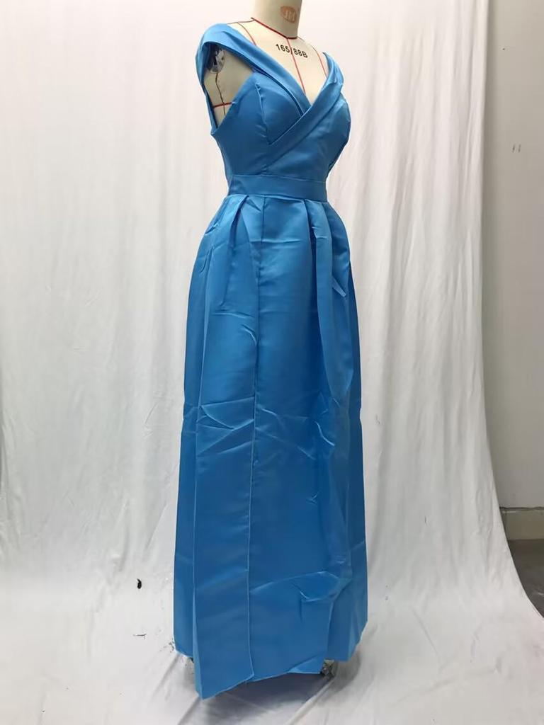 Women's 2025 Summer Satin Deep V-neck Evening Dress - Multi-color European & American Style