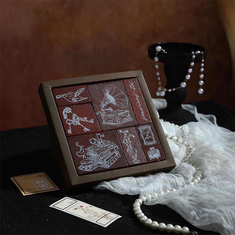 Journal GO Vintge Wood Stamp Creative Antique Retro Wood Standard Seal for Journaling Planner Scrapbooking Decoration Stamps