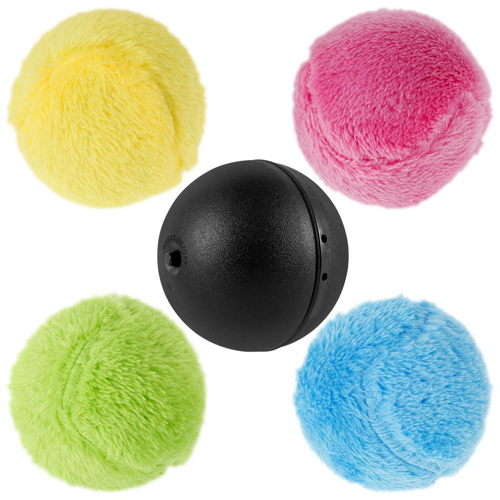 Dog Automatic Rolling Ball Toy Cat Interactive Ball Pet Stress Relief Chew Kicker Toy with 4 Ball Cover Home Indoor Toys