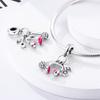 925 Silver Color Zirconium Heart Shape Charms Beads Feather Perfume Bottle Music Dangle Fit Bracelet Necklace Jewelry