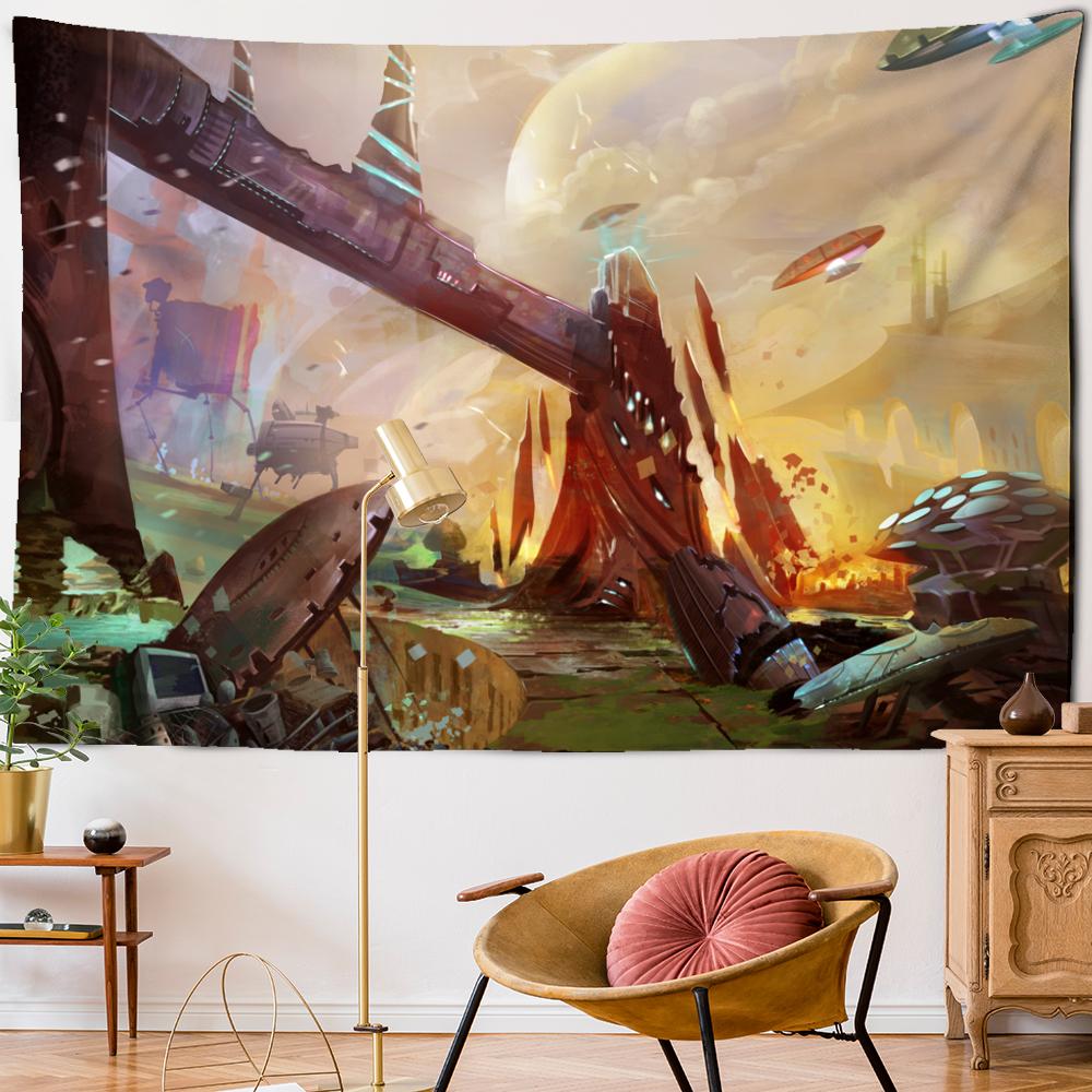 Научная фантастика картина маслом гобелен настенный богемный мультфильм хиппи психоделический ковер художественная комната домашний декор