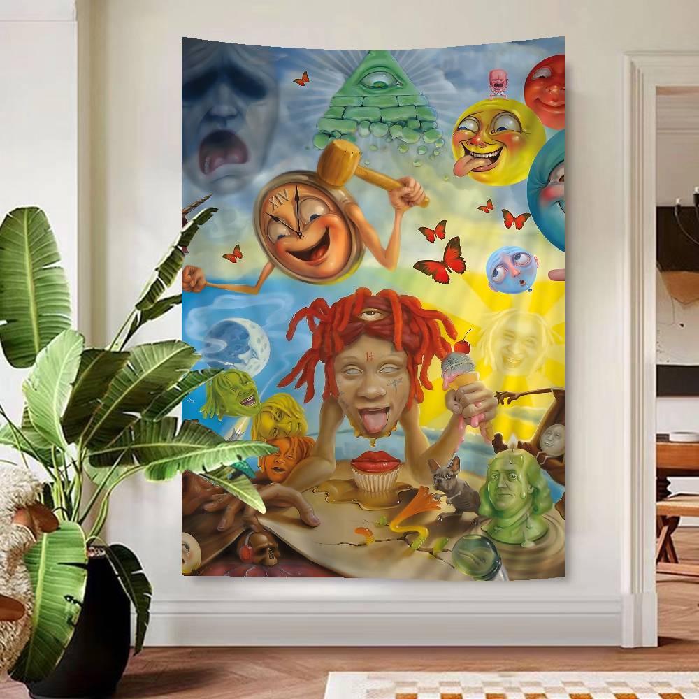 Trippie Рэпер Певец Redd Красочный Гобелен Настенный Бохо Настенные Гобелены Мандала Настенный Полотна