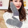 Женские очень толстые варежки с отворотом - Зимняя кроличья шерсть, Двойной слой тепла