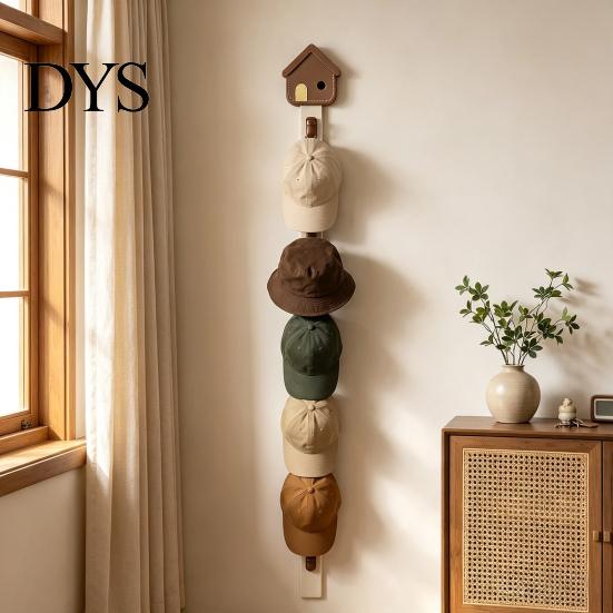 Вертикальная вешалка для одежды в спальню, органайзер для шляп с 8 крючками, настенная вешалка для бейсбольных кепок, милый настенный держатель в форме домика для сумок, шарфов и ремней