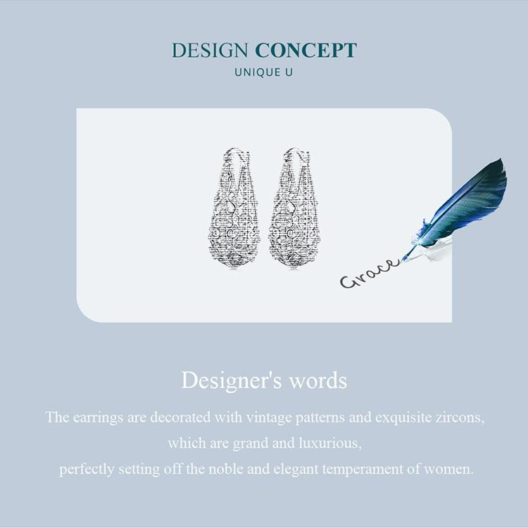 BAMOER 925 Sterling Silver Decorative Vine Hollow Pattern Hoop Earrings Waterdrop Shape Ear Buckles for Women Luxury Jewelry