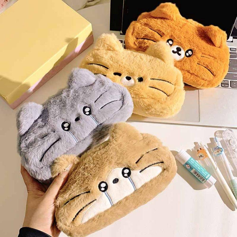 Funny Cat Cartoon Pencil Case Kawaii Stationery Storage Bag Cat Pencil Pouch  School Supplies