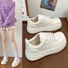 Thick-soled Big-headed Little White Shoes Women's 2025 Spring New Bread Shoes Student Front Lace-up Sports and Leisure Board Shoes