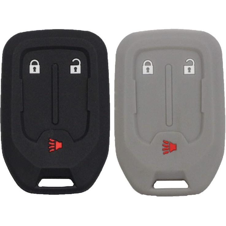 2pcs 3 Buttons Black Silicone Rubber Remote Smart Key Fob Case Cover Skin Protector Holder Jacket Compatible with GMC Acadia Terrain 2018
