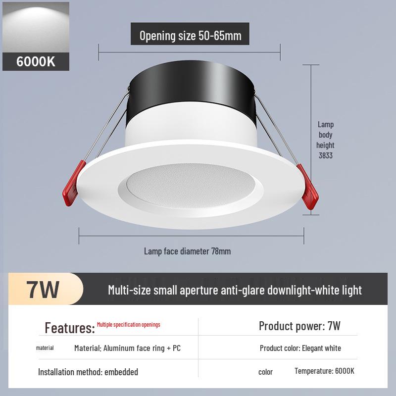 2-Inch Round Recessed Downlight, 56.5cm Opening, 35.5cm Small Ceiling Light, Home Mini