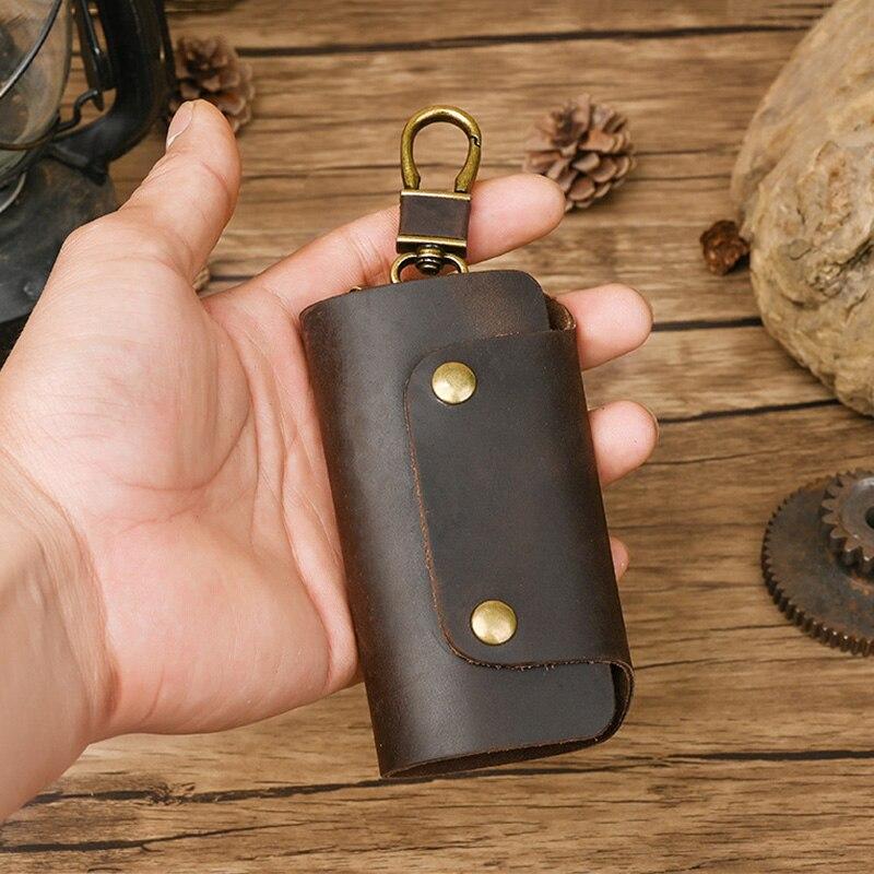 Handmade Genuine Leather Key Organizer Men Keyholders Personalised Leather Key Chain Ring Holder Car Small Key Case