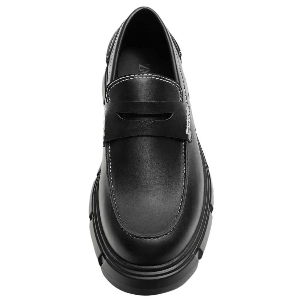 Zara Pu Classic Fashion Stitching Thick Sole Pocket Cover Loafers Men Loafers Black 12646520-38