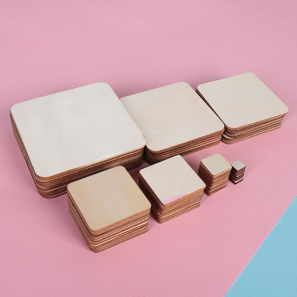 New Scrapbooking Party supplies Wedding decor Ornament Square Wood Pieces Blank Plaque Wooden Tags