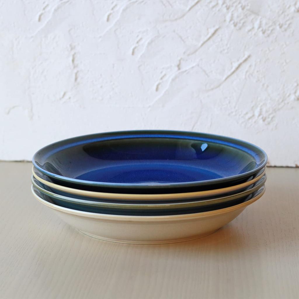 Паста карри большого диаметра 4 шт. Посудомоечная машина Сделано в Мино [Dolce duo] Тарелка, Тарелка, Тарелка, 22,3 см, (в штучной упаковке), Тарелка, Микроволновая печь, Сейф, Япония, Посуда,