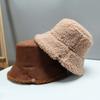 Sun Protection Pure Color Warm Caps Casual Female Hats Winter Foldable Plush Fishman Hat  Girl