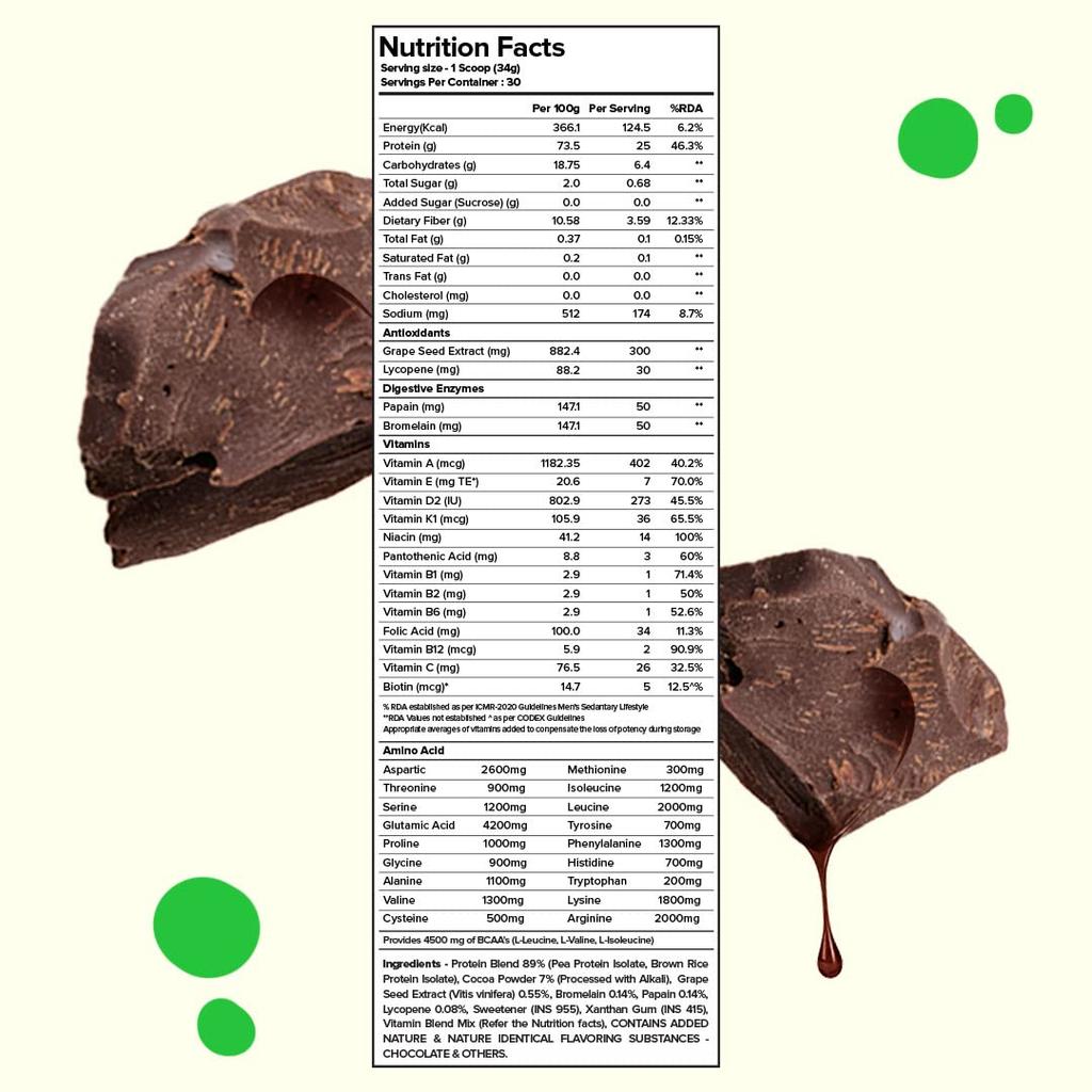 Plix Strength Plant Protein Powder 1 kg Chocolate Flavor With 25 g Protein Per Scoop Dairy Free Gluten Free Fitness Nutrition