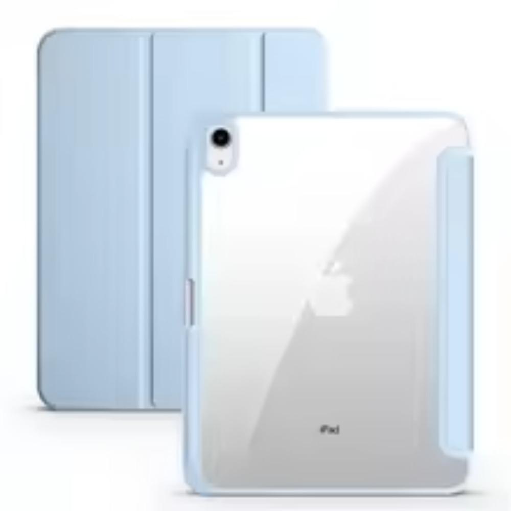 For iPad A16 Case 11th Generation 11inch , iPad 10th 10.9inch Transparent Back Cover Shell Tri-fold Stand with Pen Hold