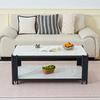 Rectangular Coffee Table with Metal Legs, Marbled Tabletop, Modern Living Room Furniture, White-Black – H46/B1140/T64 cm