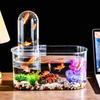 Clear View Negative Pressure Fish Tank Space Saving with Cover Small Goldfish Tank Shatterproof Floating Desk Fish Tank for Home