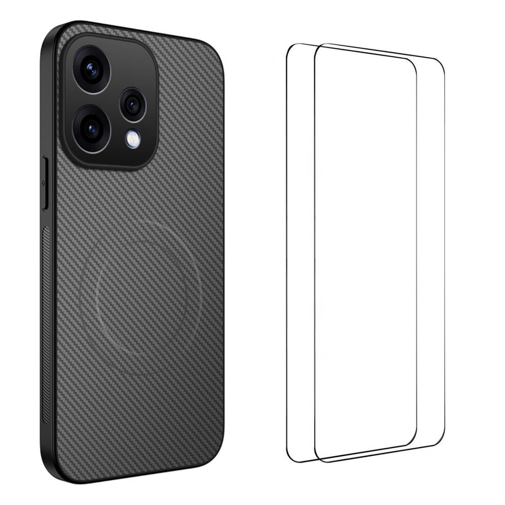 Для Oppo Reno15c 5G (Китай)/Oppo Reno15 5G (Глобальный) Магнитный чехол WANLONFENG TQ1 Series с текстурой под карбон, из поликарбоната и ТПУ, в комплекте с 2 защитными пленками для экрана.