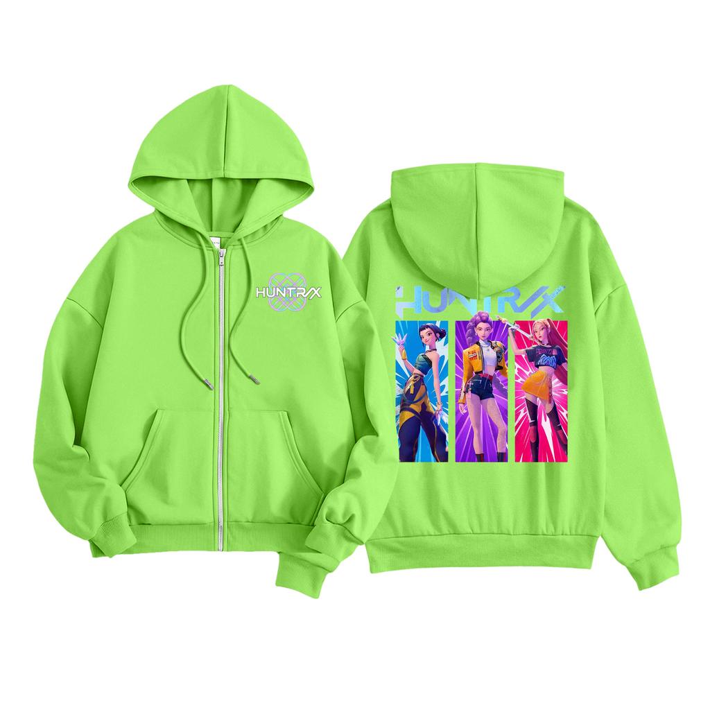 Детская модная женская легкая толстовка с длинными рукавами, застежкой-молнией, принтом и карманами.