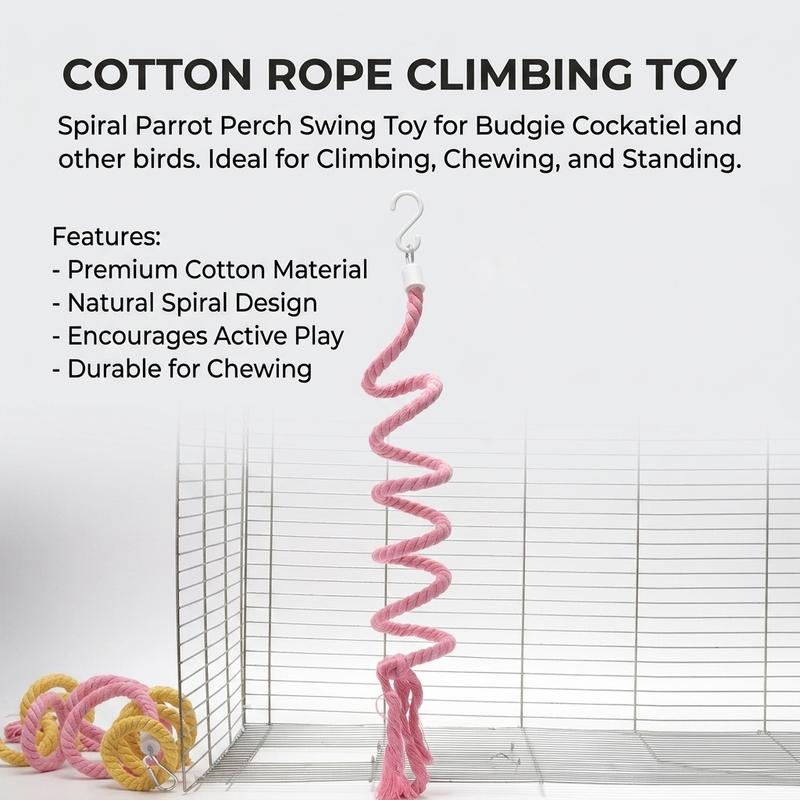 Parrot Cotton Rope Climbing Toy Swing Hoop Perch for Budgie and Cockatiel