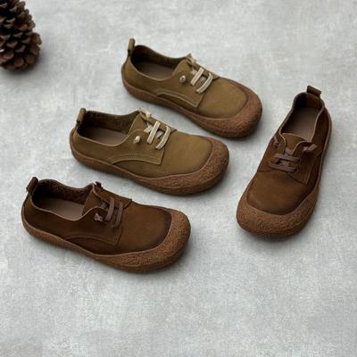 Ретро-туфли из натуральной кожи с мягкой подошвой, с круглым носком, универсальные женские туфли на плоской подошве