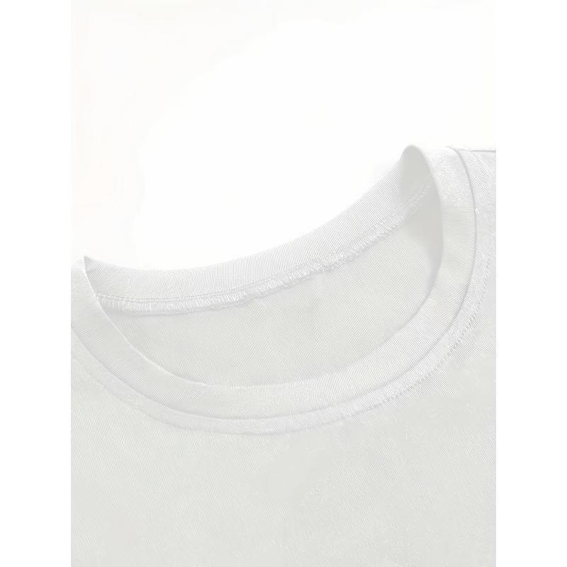 European sizes Women'S White Crew Neck Short Sleeve T-Shirt, Russian Alphabet Print, Black and Red Contrast Font, Casual Fun Alphabet Applique