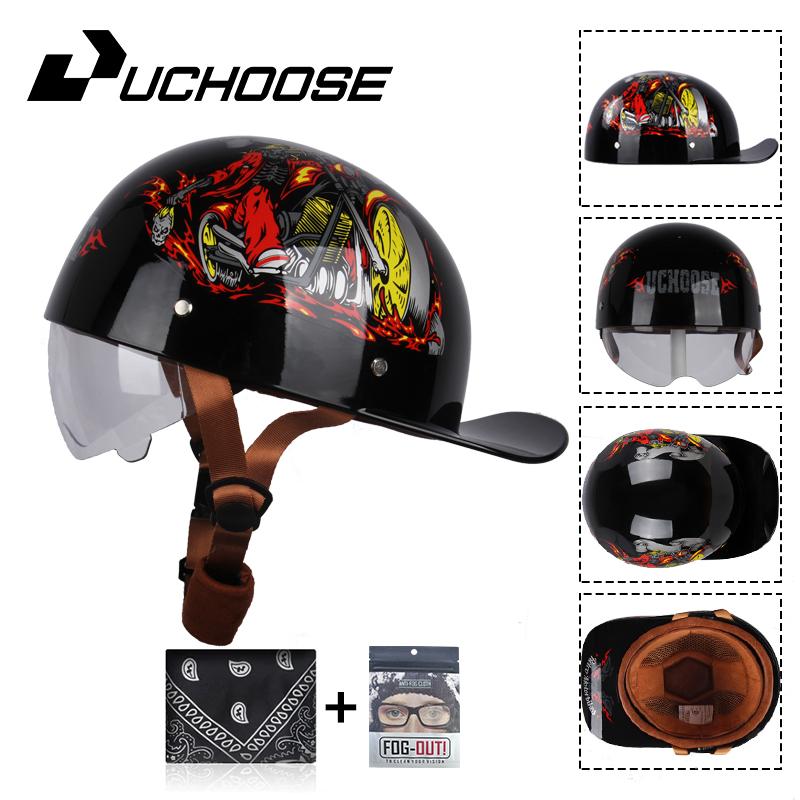 Uchoose бейсбольная кепка, мотоциклетный винтажный ретро-шлем, летние шлемы с открытым лицом, скутер, круизер, чоппер, гангстер, DS, для мужчин, женщин, детей