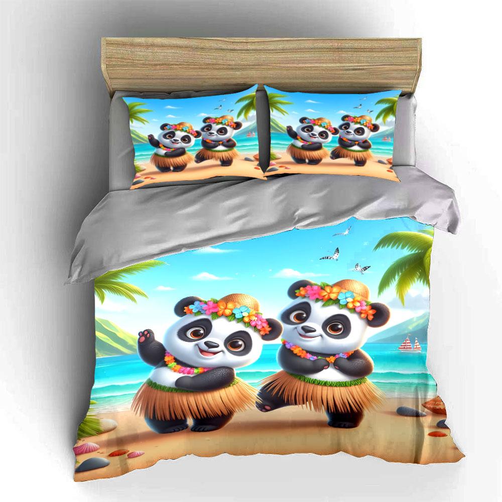 Tropical Pandas' Paradise Party Bedding sets Duvet covers Pillowcases(1* Duvet Cover 2* Pillowcases without duvet insert)
