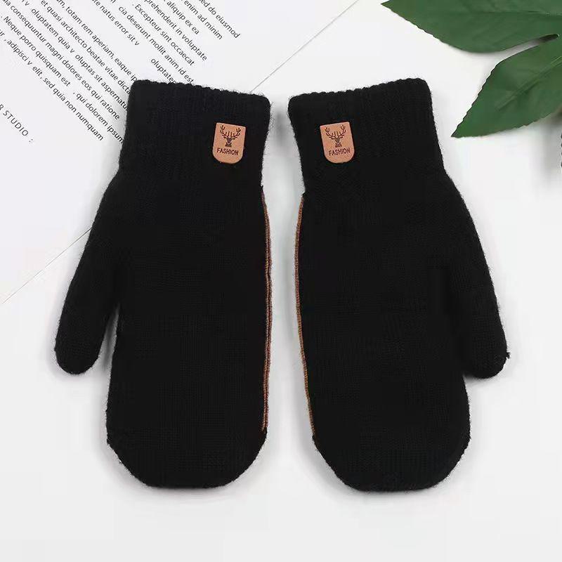 Мужские теплые зимние перчатки из бархата и хлопка для езды на велосипеде. Ветрозащитный, утолщенный шерстяной трикотаж. Корейский стиль. Сумка в комплекте.