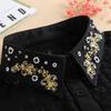 Vintage White Woman Fake Collar Black Crystal Lady Detachable Collar Shirt Neckwear False Collar With Beads Clothing Accessories