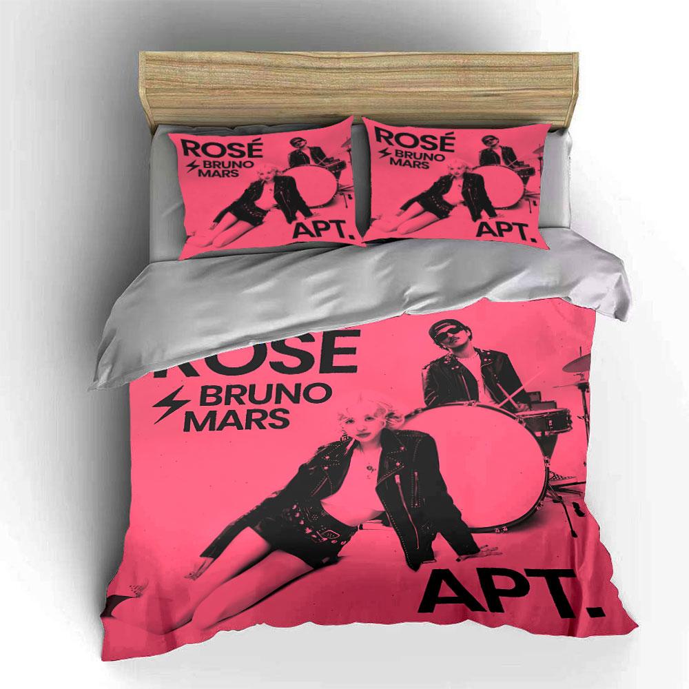 Pink Retro Rock Band Poster Bedding Duvet Cover Set Duvet Cover Pillowcases (1*Duvet Cover 2*Pillowcases, without duvet insert)