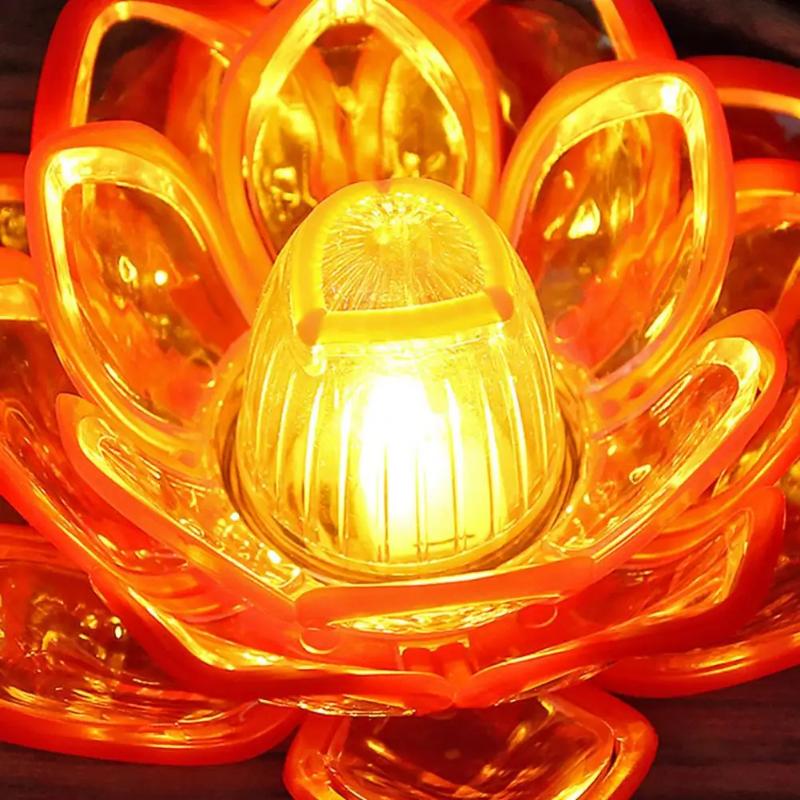 Electronic Flameless LED Lotus Candle Lamp Energy Saving Warm White Light for Home Living Room Table Decor Gift