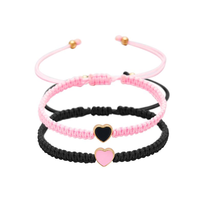 Набор из 2 красочных браслетов с бусинами в виде сердец, парные браслеты для пар, для друзей, модные парные браслеты, подарки на годовщину, на День святого Валентина