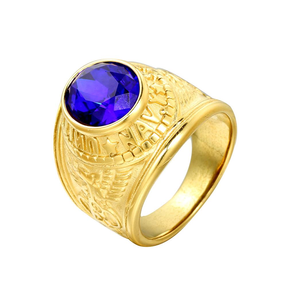 Военное кольцо из титановой стали для мужчин, модная инкрустация драгоценными камнями, стильные унисекс украшения, подарок