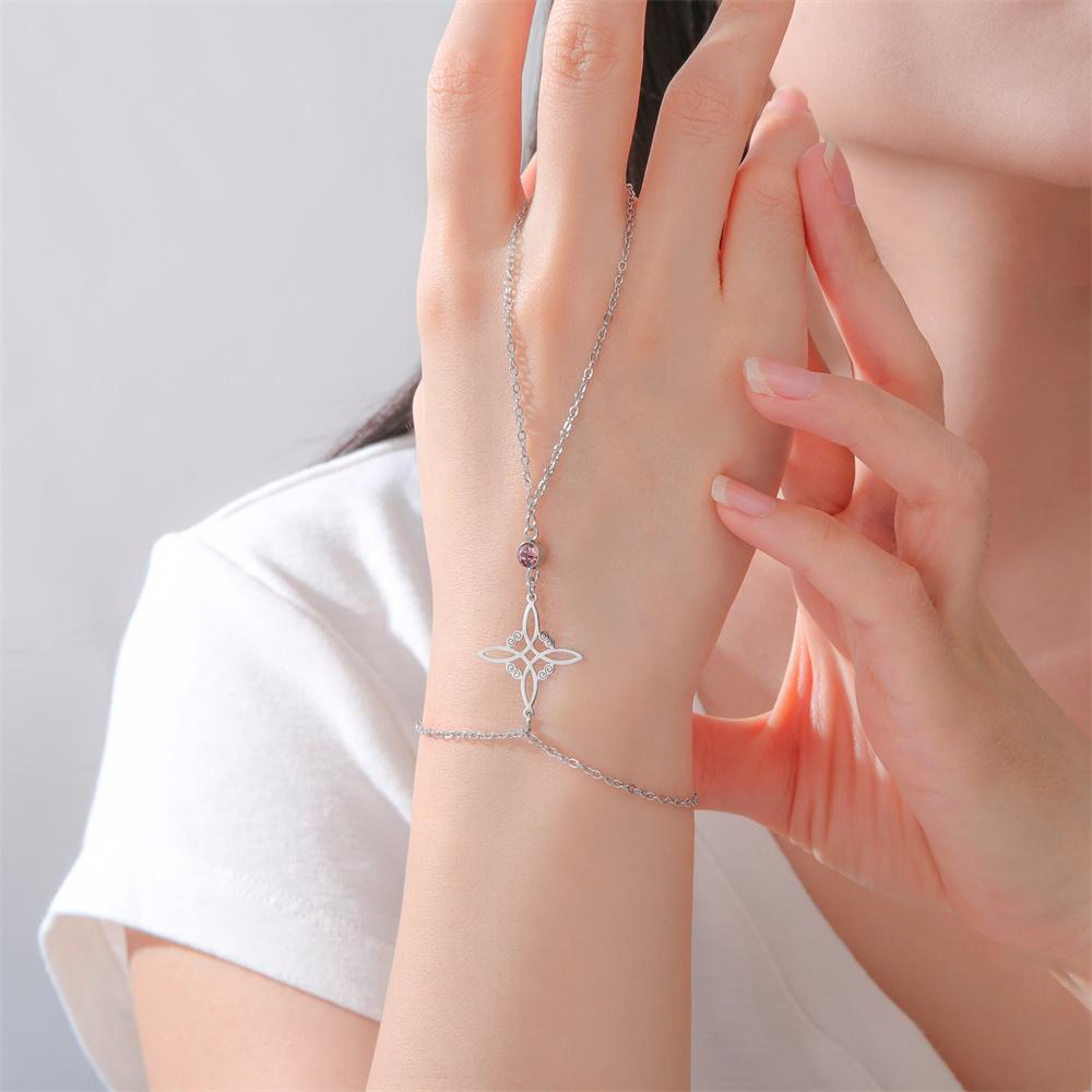 Браслет Узел Ведьмы Кольцо на палец Цепочка на руку Стразы Нержавеющая сталь Амулет защиты от колдовства Украшения Викканский Языческий Винтажный