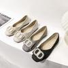 Fashion 2024 New Spring and Autumn Square Head Shallow Women's Shoes Low Heel Fashion Soft Sole Women's Shoes Flat Pearl Single Shoes