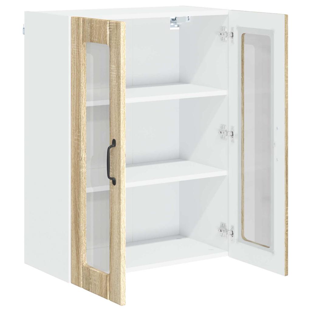 Wall Mounted Glass Cabinet LUCCA Sonoma Oak 60 x 31 x 80 cm