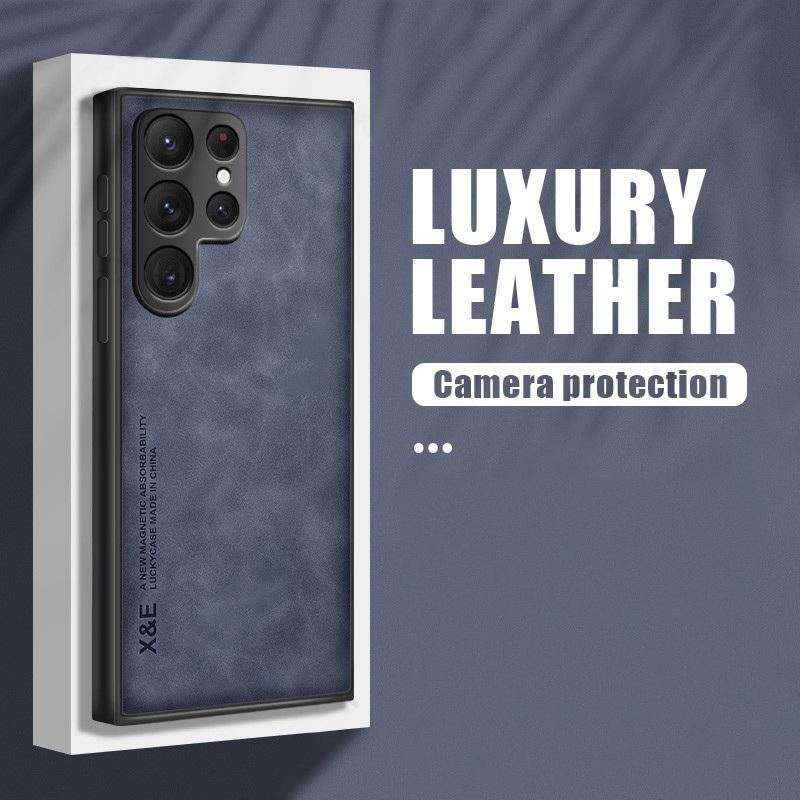 Магнитный чехол из овчины для Samsung S23 Ultra S22 Plus S21 S20 FE S10 Funda для Samsung S24 Ultra Note 20 10 кожаный чехол для телефона