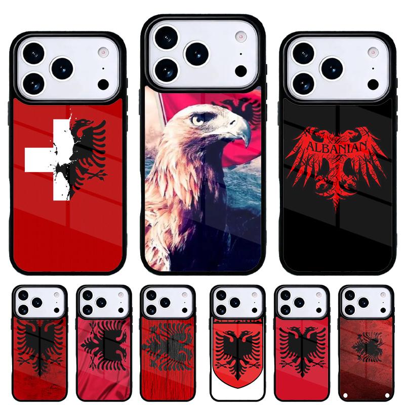 Чехол для телефона с изображением орла на флаге Албании для iPhone 17 16 15 14 13 Pro Max Задняя крышка для 12 11 Pro Coque