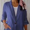 Женский пиджак с лацканами, длинный рукав, одна пуговица, свободный крой, однотонный тонкий рабочий офисный пиджак, рабочая одежда
