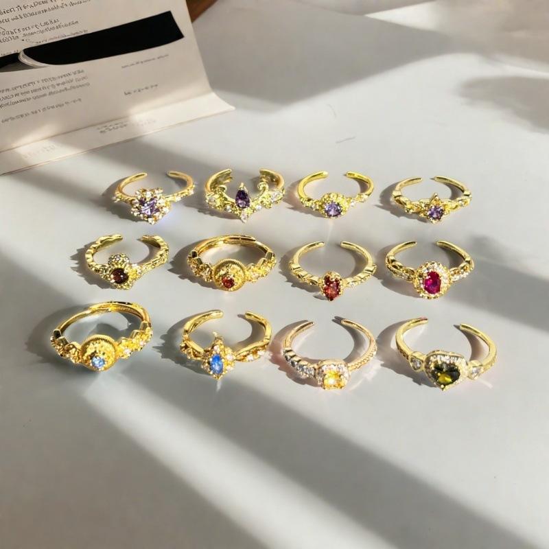 Да, Серия «Слепая коробка», Цветное сокровище, Цыганское открытое кольцо, Волна, Микровставка цирконов, Роскошное кольцо высокого класса.